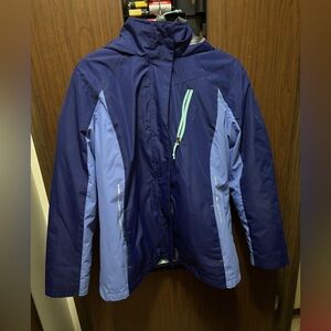 Free Tech Women’s Large Hooded Insulated Winter Coat Navy Blue 12-14